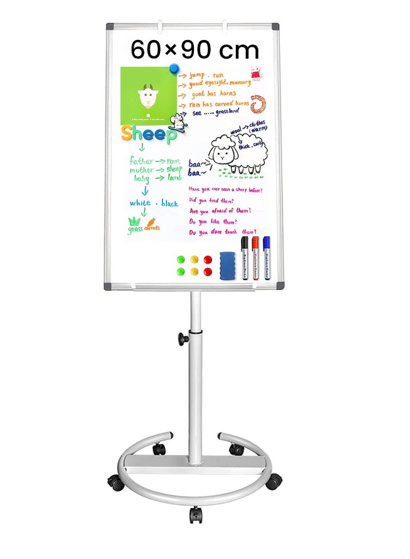 جيجيرو لوح مسح جاف متنقل مع حامل سبورة بيضاء مغناطيسي محمول وحامل سبورة بيضاء ولوح قلاب 60*90 سم - Image 1