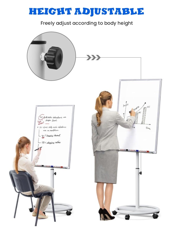 جيجيرو لوح مسح جاف متنقل مع حامل سبورة بيضاء مغناطيسي محمول وحامل سبورة بيضاء ولوح قلاب 60*90 سم - Image 3