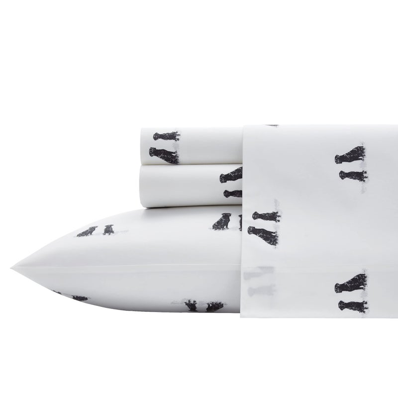 Eddie Bauer - Twin Bed Sheets, Cotton Percale Bedding Set with Matching Pillowcase, Crisp & Cool, Dorm Essentials (Labrador Fields White) - Image 1