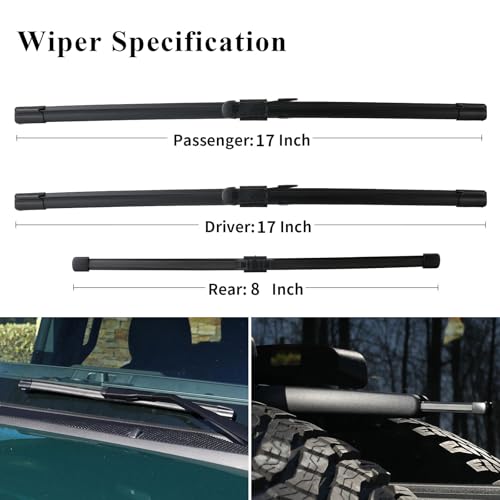 WINNERS Windshield Wipers for Ford Bronco 2021 2022 2023 2024, (Not for Bronco Sport) OEM Quality Wiper Blades for My Car, Include Front Windshield Wipers 17 Inch and Rear Wiper Blade - Image 2