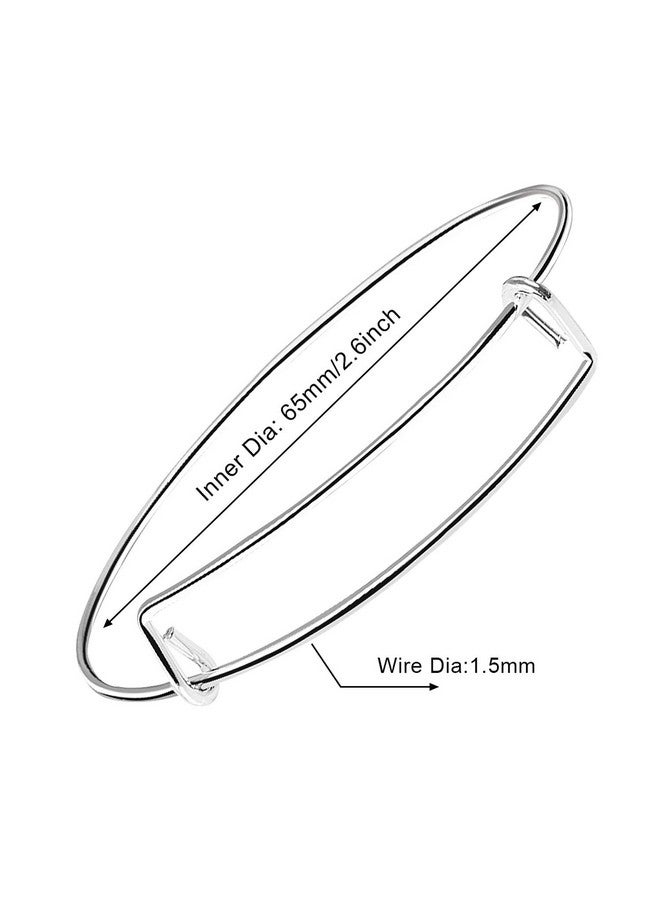 UPINS 60Pcs Expandable Blank Bangle Bracelets Adjustable Wire Bracelets For Diy Jewelry Making, Silver - Image 1