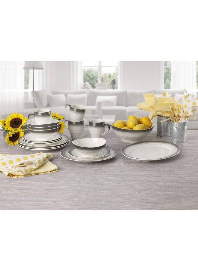 Mikasa Mikasa Swirl Ombre Graphite 16 Piece Dinnerware Set Service