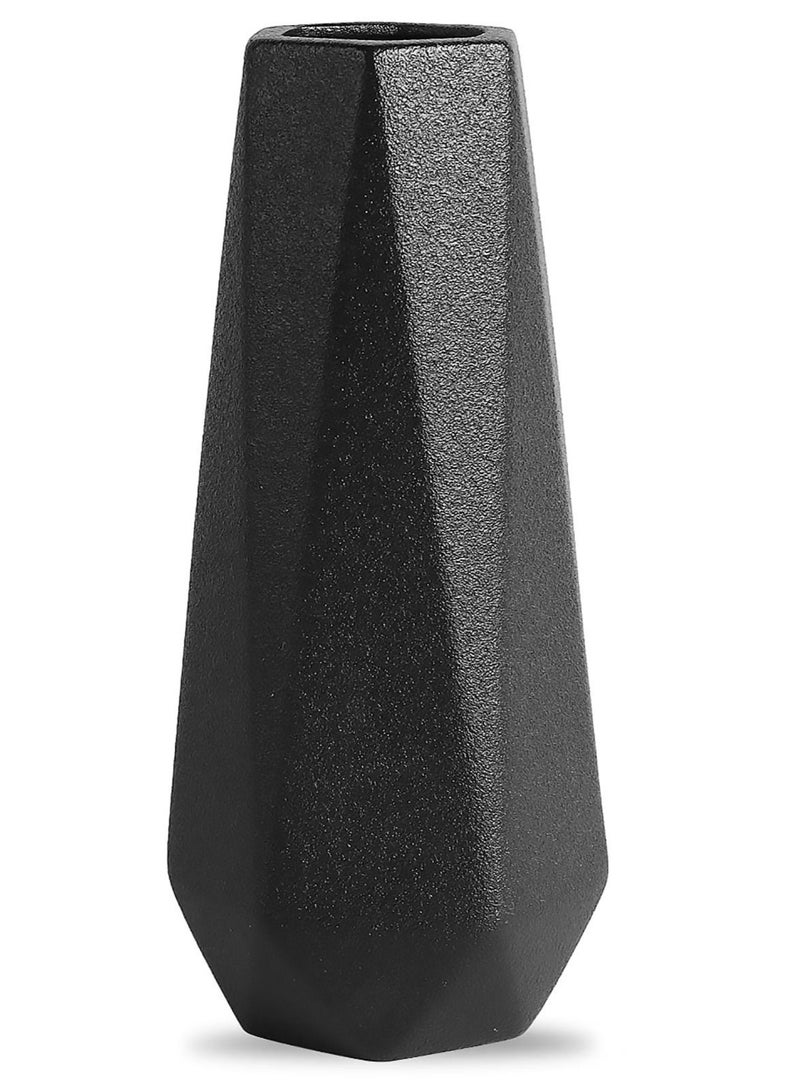 Captaintech Geometric Ceramic Flower Vase for Modern Home Decoration, Frosted Porcelain Floral Vase, Living Room, Black - Image 1