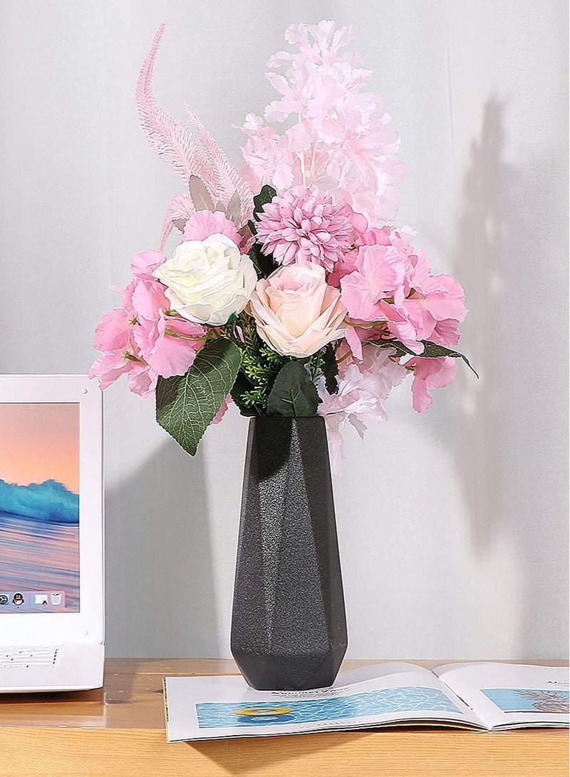 Captaintech Geometric Ceramic Flower Vase for Modern Home Decoration, Frosted Porcelain Floral Vase, Living Room, Black - Image 2
