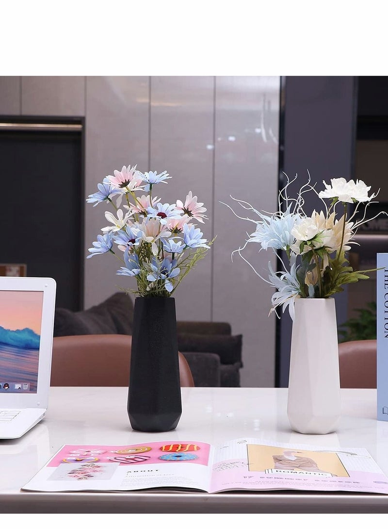 Captaintech Geometric Ceramic Flower Vase for Modern Home Decoration, Frosted Porcelain Floral Vase, Living Room, Black - Image 3