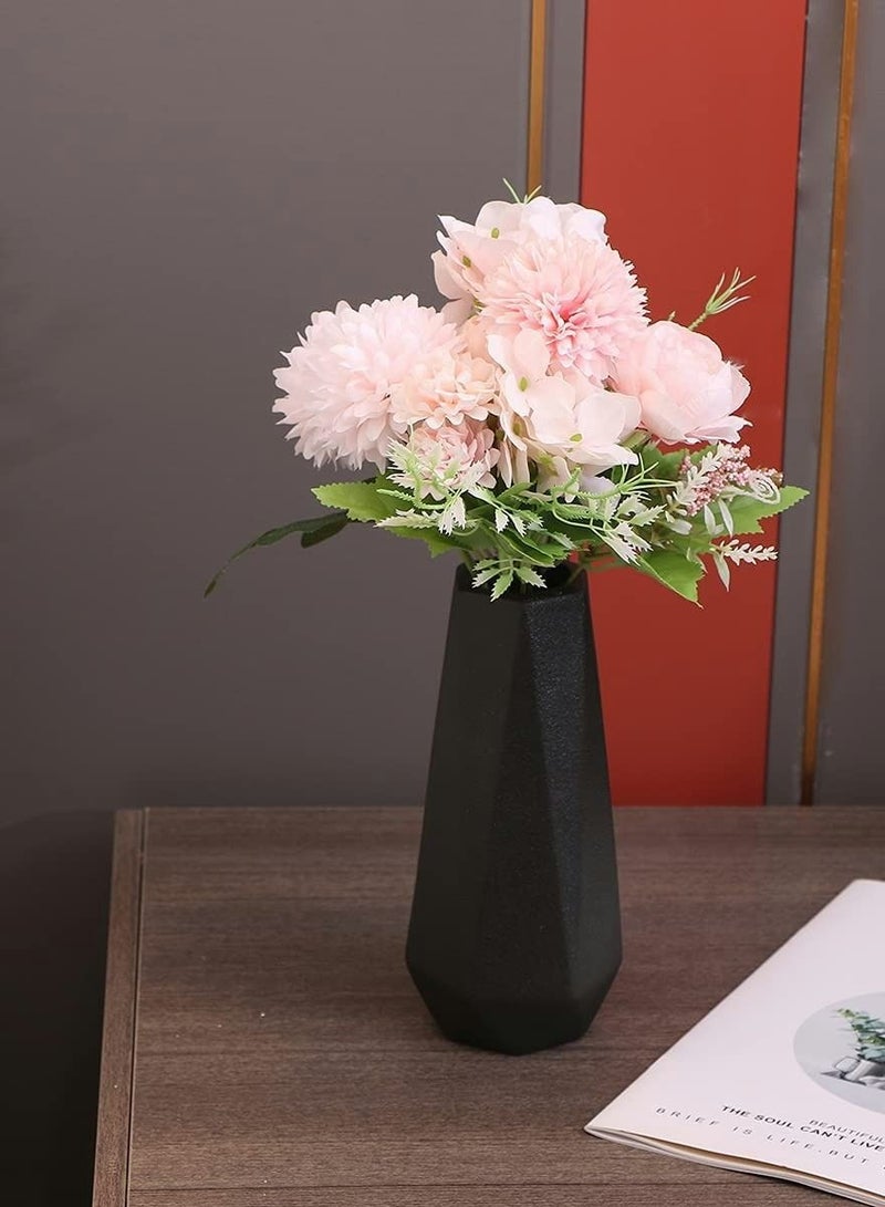 Captaintech Geometric Ceramic Flower Vase for Modern Home Decoration, Frosted Porcelain Floral Vase, Living Room, Black - Image 5