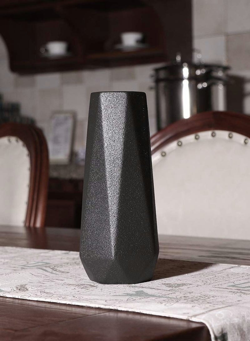 Captaintech Geometric Ceramic Flower Vase for Modern Home Decoration, Frosted Porcelain Floral Vase, Living Room, Black - Image 4