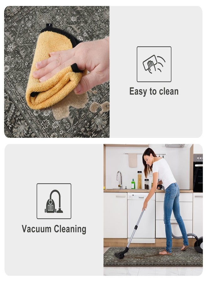 KIMODE Anti Fatigue Kitchen Mat 2PCS,Waterproof Farmhouse Green Kitchen Rugs Non-Slip,Vintage Kitchen Mats for Floor,Cushioned Comfort Standing Mat for Laundry,Office,Sink,Desk,17"x47"+17"x29" - Image 5