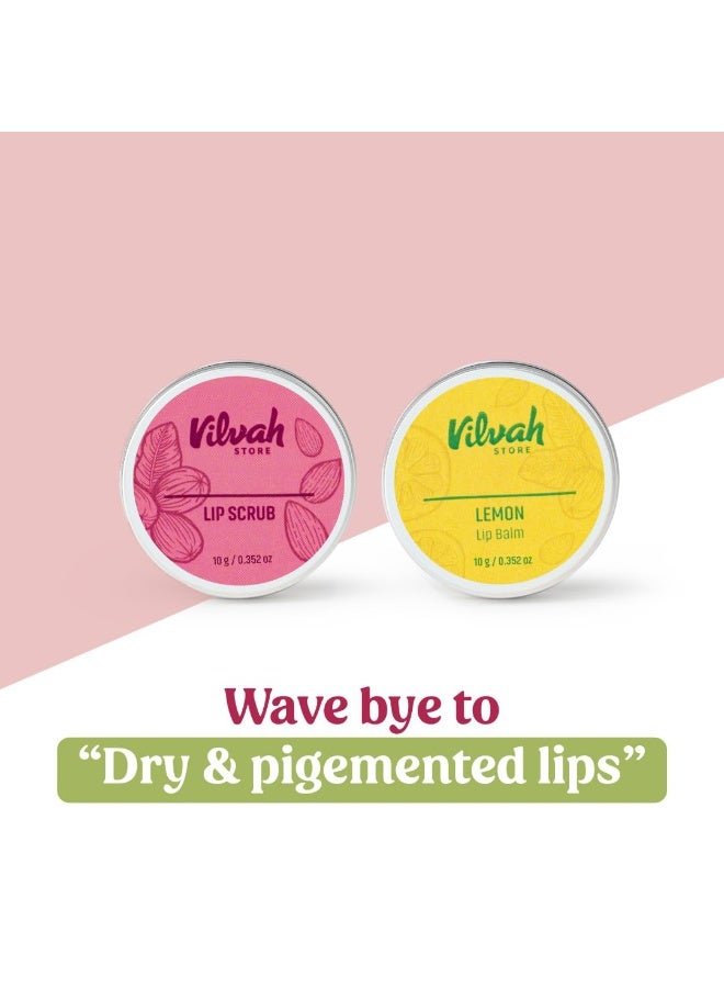 Vilvah store Lip Lightening Combo lip scrub 10g , lemon lip balm 10g - Image 2