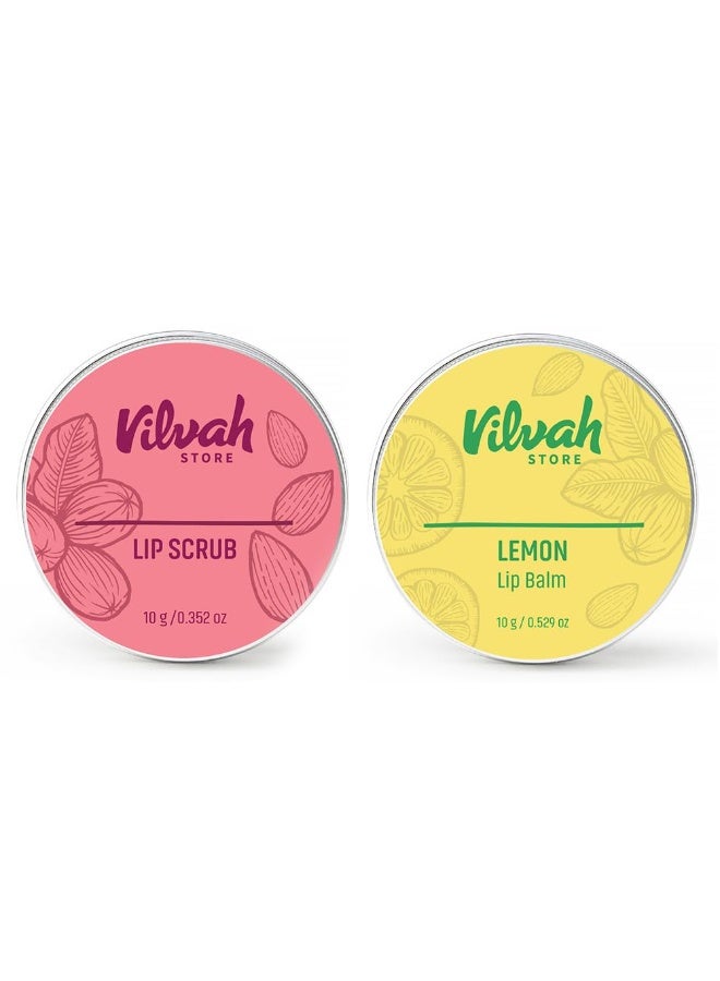 Vilvah store Lip Lightening Combo lip scrub 10g , lemon lip balm 10g - Image 1