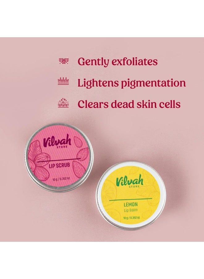 Vilvah store Lip Lightening Combo lip scrub 10g , lemon lip balm 10g - Image 3