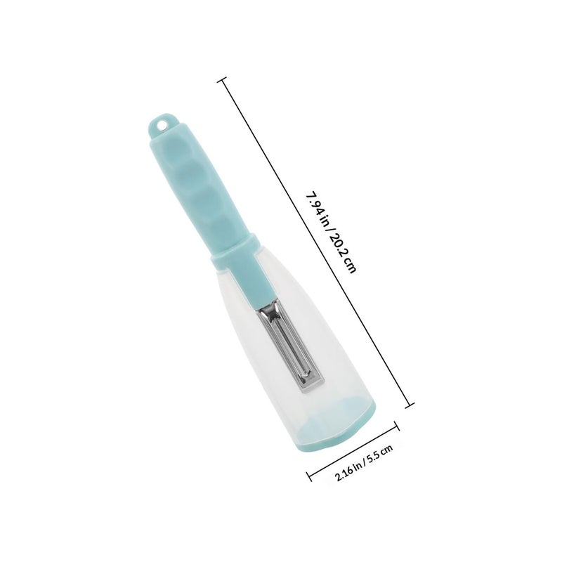 Stainless Steel Peeler with Storage Box Blue Handle for Vegetables and Fruits Kitchen Outdoor Use - Image 3