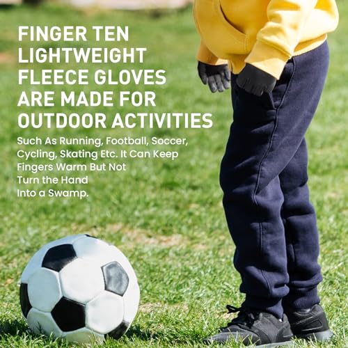 FINGER TEN Winter Gloves Touchscreen for Kids Boys Girls Running Thermal Gloves for Cold Weather, Youth Lightweight Warm Touch Screen Gloves for Hiking Skating Football (Black, X-Large) - Image 5