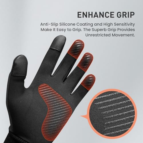 FINGER TEN Winter Gloves Touchscreen for Kids Boys Girls Running Thermal Gloves for Cold Weather, Youth Lightweight Warm Touch Screen Gloves for Hiking Skating Football (Black, X-Large) - Image 4