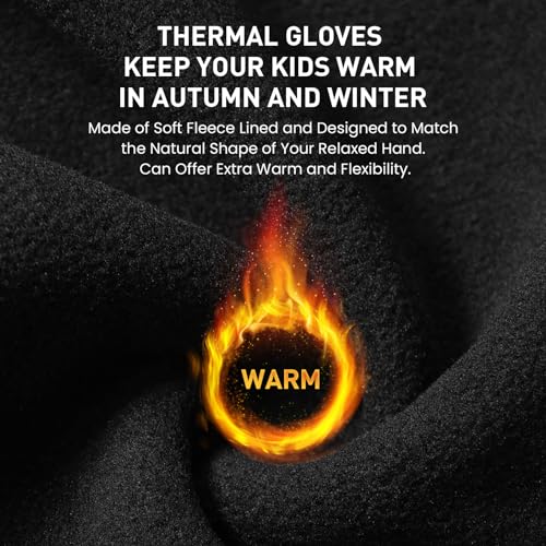 FINGER TEN Winter Gloves Touchscreen for Kids Boys Girls Running Thermal Gloves for Cold Weather, Youth Lightweight Warm Touch Screen Gloves for Hiking Skating Football (Black, X-Large) - Image 3