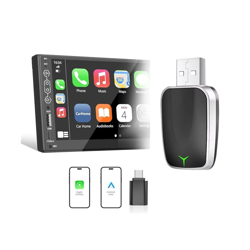 KINGSTER Tune™ 2-in-1 Wireless Car Adapter | Convert Wired Android Auto & Apple CarPlay to Wireless | Bluetooth Connectivity | Works with OEM Wired CarPlay/Android Auto | Plug & Play (Black) - Image 1