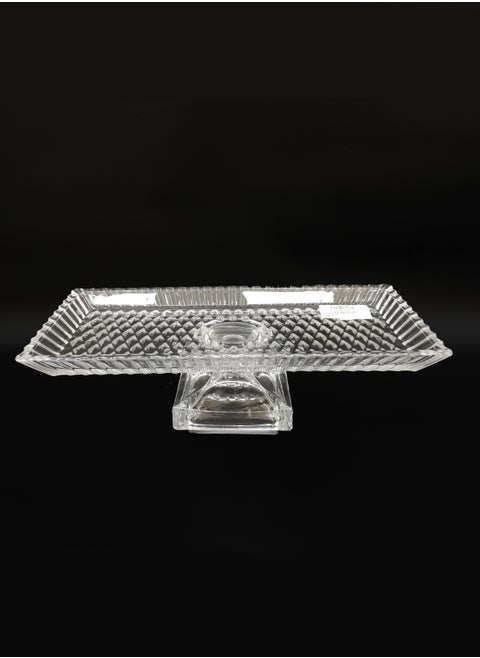 A multi-use glass serving dish with a base for sweets and fruits, size 35*10*16
