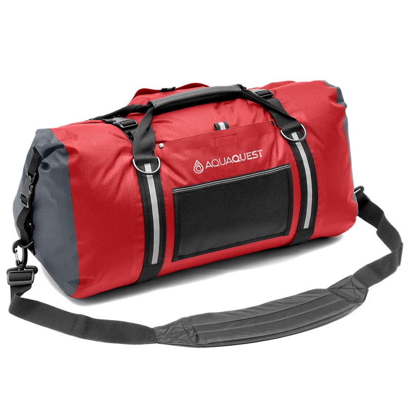 AquaQuest White Water Duffel 100 Waterproof Heavy Duty Versatile Comfortable Durable Protective Dry Bag for Travel Sport Motorcycle Boat Fishing 50 L Red