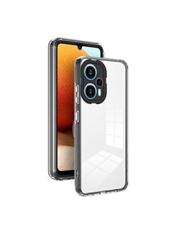 HuHa Case Cover For Xiaomi Poco F5/Redmi Note 12 Turbo 3 in 1 Clear TPU Color PC Frame Phone Case Black 