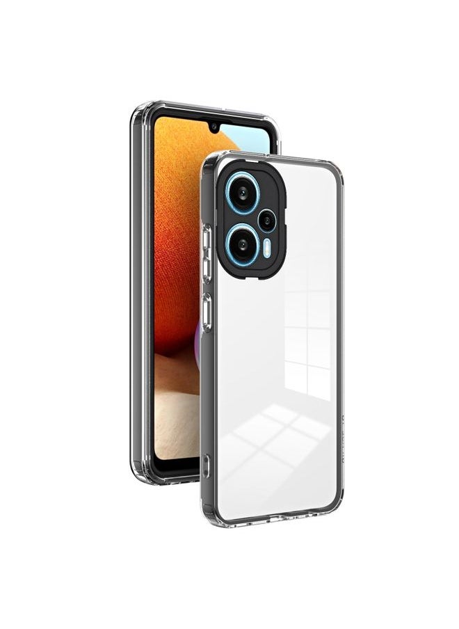 HuHa - Case Cover For Xiaomi Poco F5/Redmi Note 12 Turbo 3 in 1 Clear TPU Color PC Frame Phone Case Black - Image 1