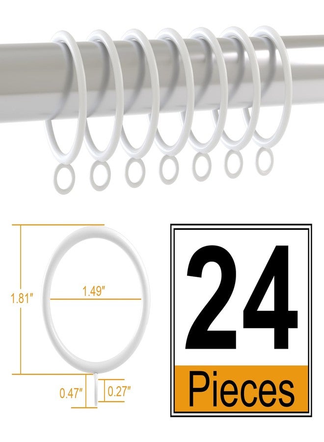 ANJUU 24 Pack Curtain Rings, 1.5 Inch Metal Curtain Drape Sliding Eyelet Rings-Hanging Rings for Curtains and Rods, Fits Up to 1 1/4-Inch Rod, White(Clips Not Included) - Image 2