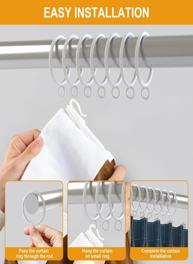 ANJUU 24 Pack Curtain Rings, 1.5 Inch Metal Curtain Drape Sliding Eyelet Rings-Hanging Rings for Curtains and Rods, Fits Up to 1 1/4-Inch Rod, White(Clips Not Included) - Image 4