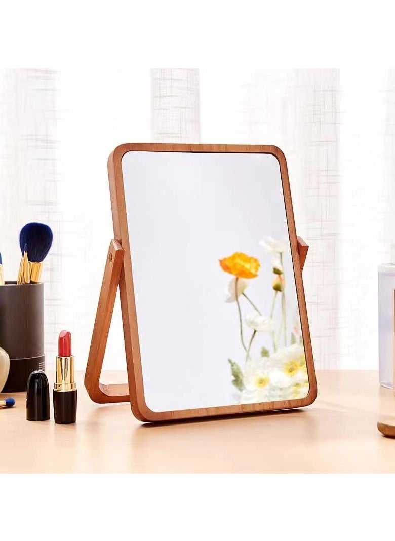 SYOSI Wooden Desk Mirror for Makeup, Table Mirror Vanity with Wood Frame Rectangle Countertop Mirror Farmhouse Bedroom for Living Room, Bathroom Dorm Make Up Mirror for Make up Table  - Image 1