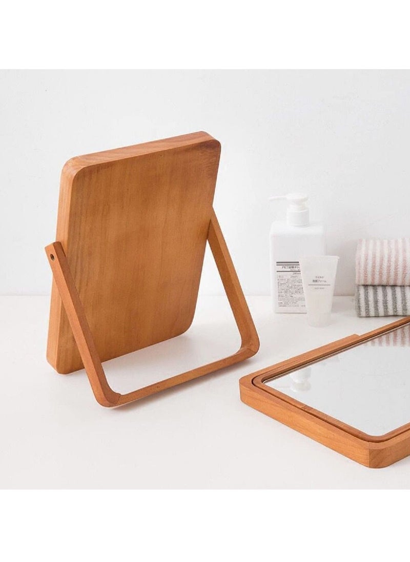 SYOSI Wooden Desk Mirror for Makeup, Table Mirror Vanity with Wood Frame Rectangle Countertop Mirror Farmhouse Bedroom for Living Room, Bathroom Dorm Make Up Mirror for Make up Table  - Image 3