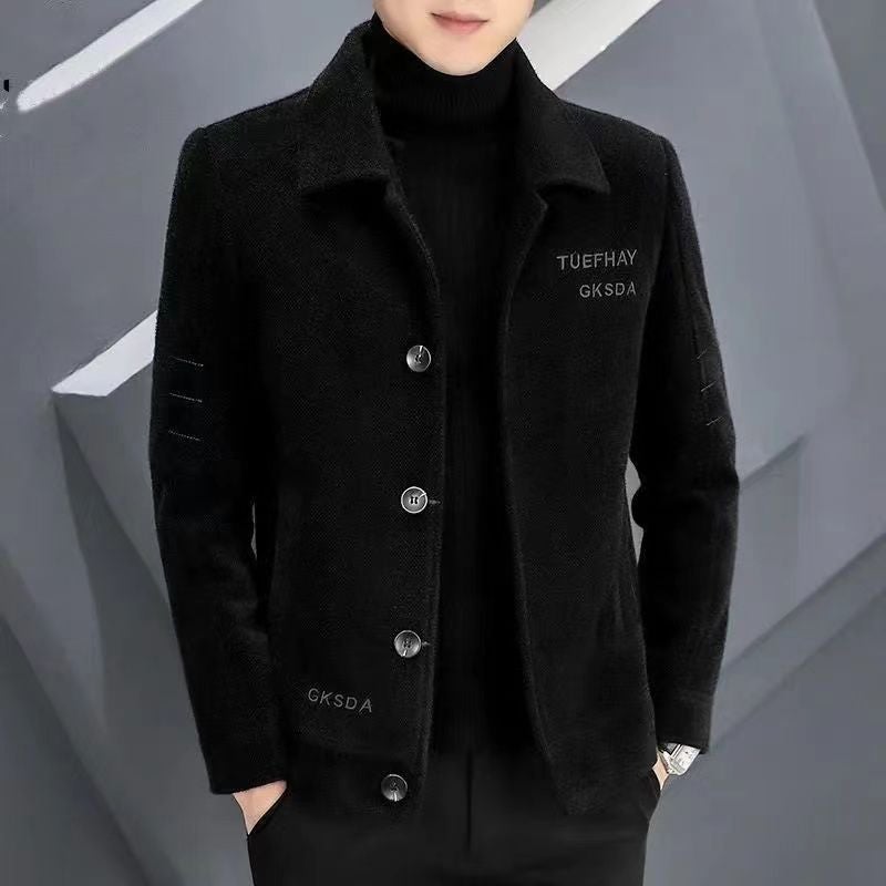 Woolen Coat Men'S High-End Coat Thickened Woolen Lapel Jacket Men'S All-Match Winter Fashion - Image 2