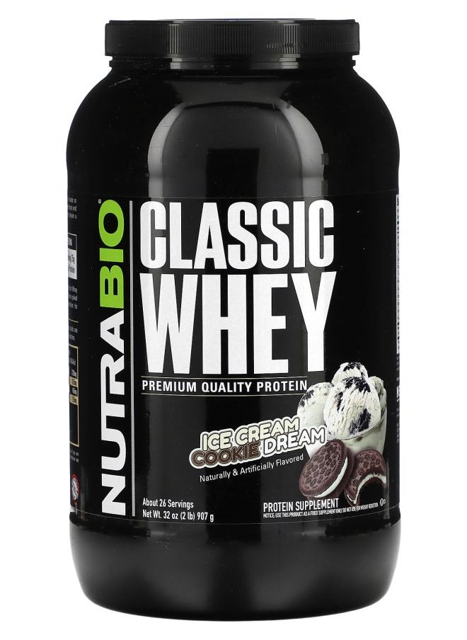 NutraBio Classic Whey Protein Ice Cream Cookie Dream 2 lbs  (907 g) 