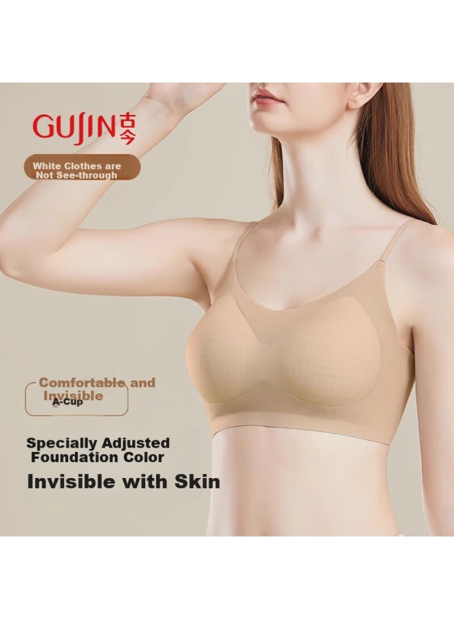 Gujin Foundation Liquid Bra Summer Ultra-thin Underwear Women Fixed Cup Ice Silk Seamless Wire-free Bra Sports Beauty Back L - Image 4