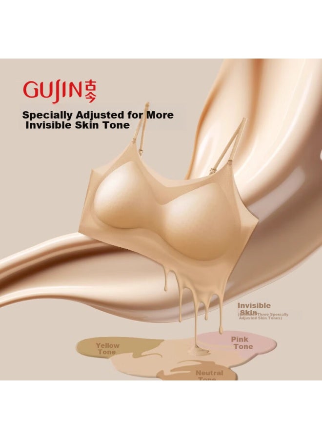 Gujin Foundation Liquid Bra Summer Ultra-thin Underwear Women Fixed Cup Ice Silk Seamless Wire-free Bra Sports Beauty Back L - Image 5