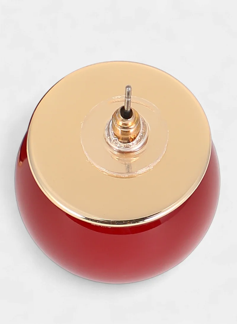 سوهي أقراط جاكلين النسائية مرصعة بحجر صناعي بلون أحمر كرزي وذهبي كاليفورنيا بإغلاق خلفي