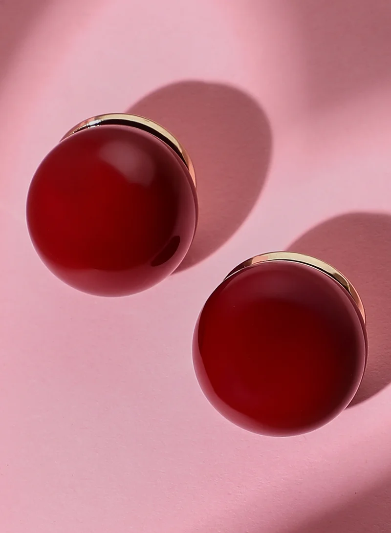 سوهي أقراط جاكلين النسائية مرصعة بحجر صناعي بلون أحمر كرزي وذهبي كاليفورنيا بإغلاق خلفي