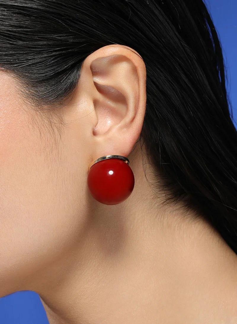 سوهي أقراط جاكلين النسائية مرصعة بحجر صناعي بلون أحمر كرزي وذهبي كاليفورنيا بإغلاق خلفي