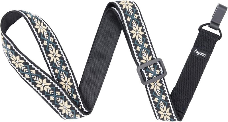 Rayzm Clip-on Ukulele Strap, Jacquard Weave Adjustable Cotton Button-Free Cross-Chest Neck Sling for Ukulele - Image 2