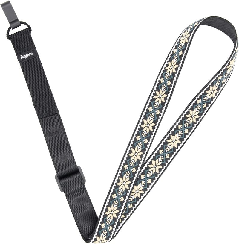 Rayzm Clip-on Ukulele Strap, Jacquard Weave Adjustable Cotton Button-Free Cross-Chest Neck Sling for Ukulele - Image 1