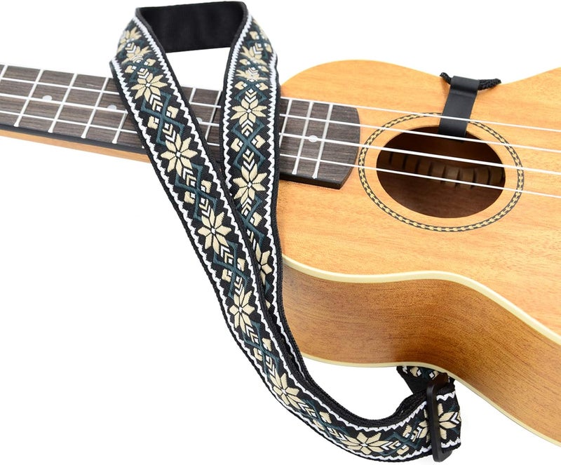 Rayzm Clip-on Ukulele Strap, Jacquard Weave Adjustable Cotton Button-Free Cross-Chest Neck Sling for Ukulele - Image 4