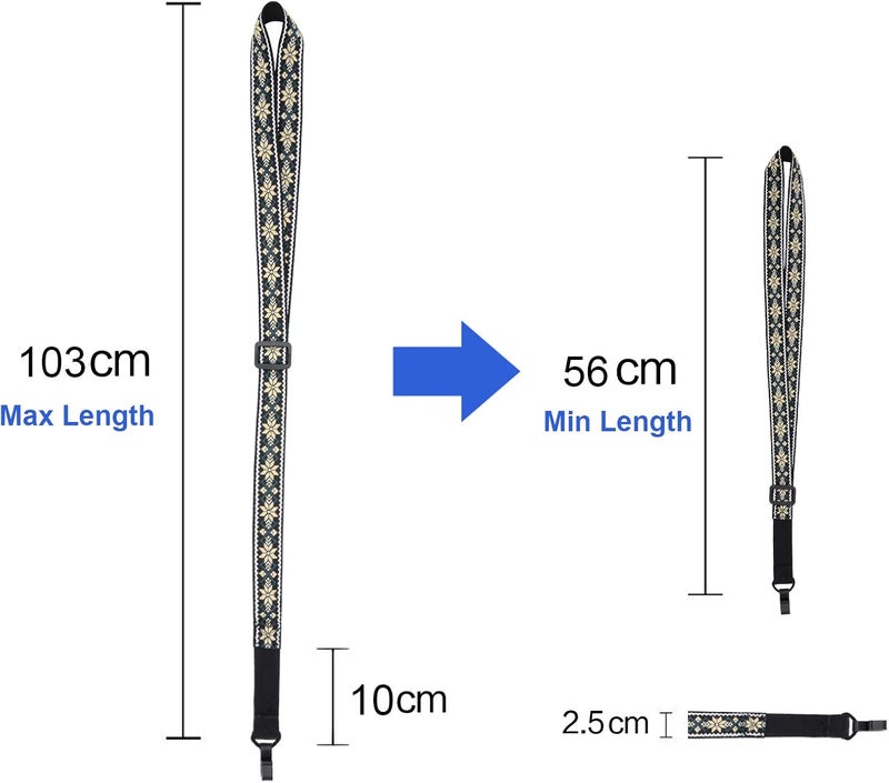 Rayzm Clip-on Ukulele Strap, Jacquard Weave Adjustable Cotton Button-Free Cross-Chest Neck Sling for Ukulele - Image 3