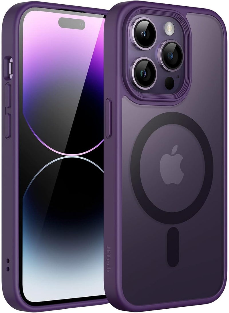 Denx Matte Magnetic case for iPhone 14 Pro Max, High Grade Drop Protection with Shockproof Strip, Translucent Matte Back Phone Case | Matte Purple