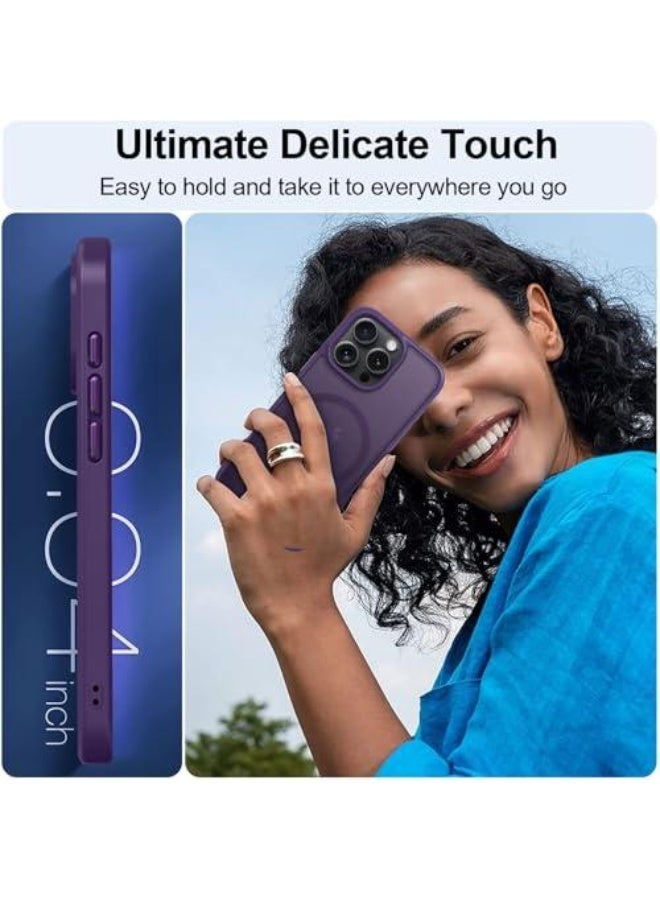 ACLIX Matte Magnetic case for iPhone 14 Pro Max, High Grade Drop Protection with Shockproof Strip, Translucent Matte Back Phone Case | Deep Purple - Image 5