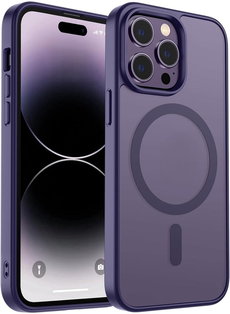 Matte Magnetic Case for iPhone 14 Pro Max [Shockproof & Slim] Matte Hard Back Cover with High-Grade Protection | Deep Purple