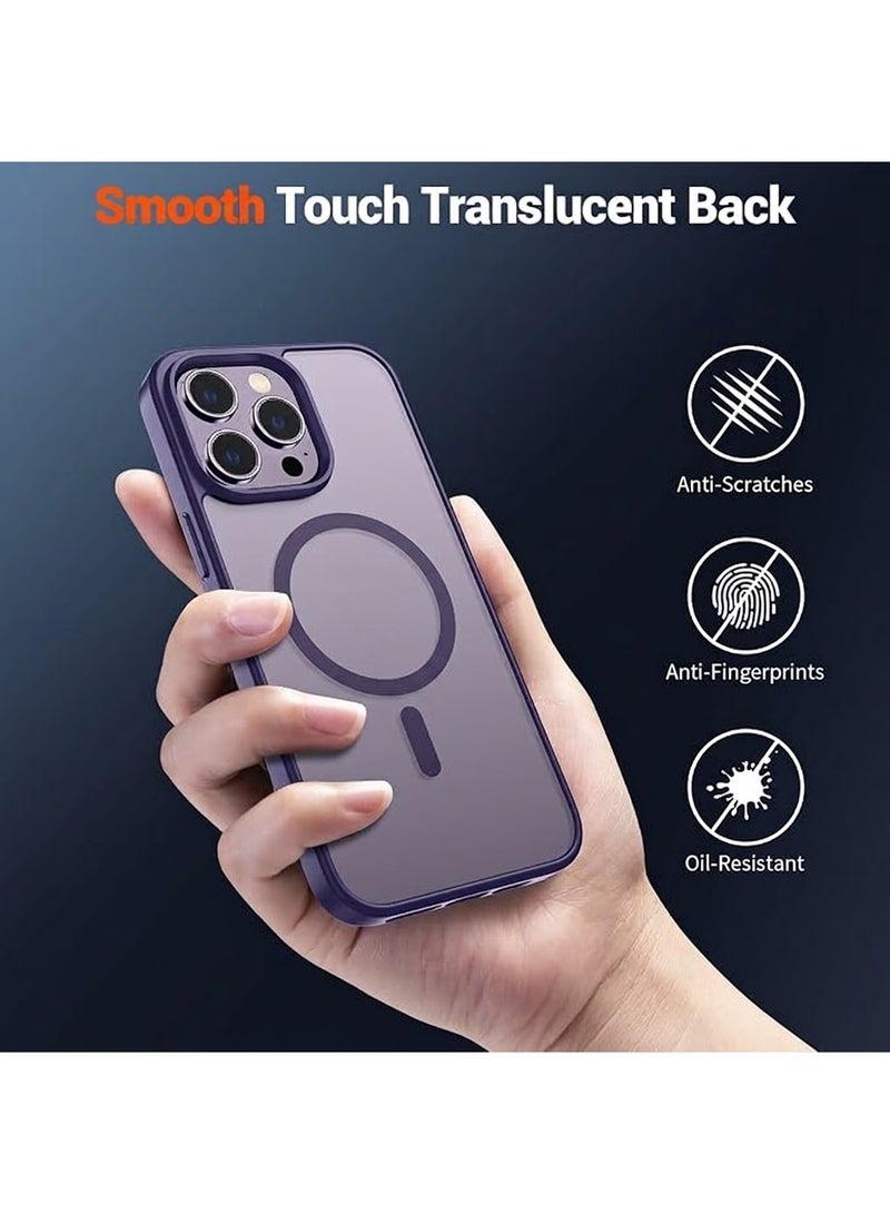 ACLIX Matte Magnetic Case for iPhone 14 Pro Max [Shockproof & Slim] Matte Hard Back Cover with High-Grade Protection | Deep Purple - Image 5