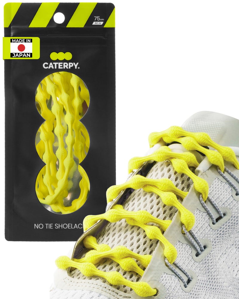 Caterpy RUN - Ultimate No Tie Shoelaces for Adults & Kids - Versatile & Easy-to-Use Shoe Laces - Electric Yellow, Standard, Single Pack - Image 1