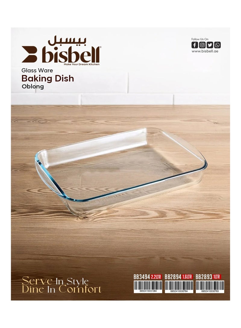 بيسبل طقم أطباق خبز زجاجية مكون من 3 قطع | أواني زجاجية مقاومة للحرارة للفرن – لازانيا، معكرونة، حلويات وشوي | آمن للمايكروويف والفريزر وغسالة الصحون | موديل BB2894S - Image 3