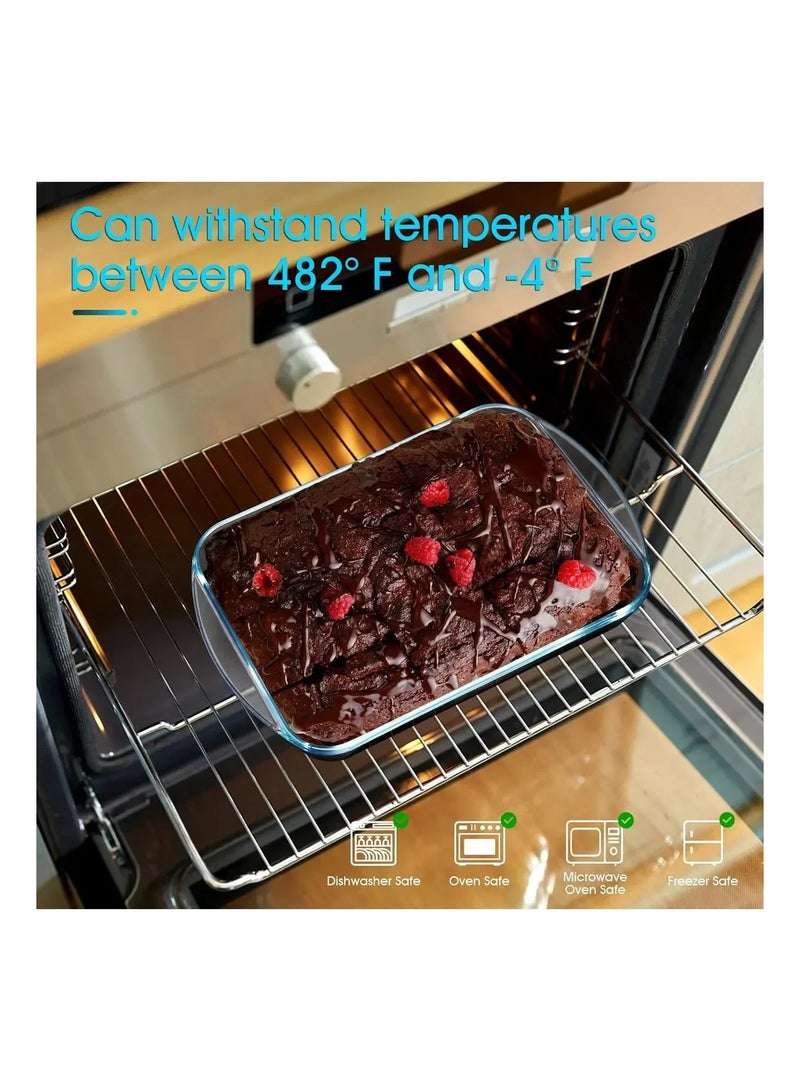 بيسبل طقم أطباق خبز زجاجية مكون من 3 قطع | أواني زجاجية مقاومة للحرارة للفرن – لازانيا، معكرونة، حلويات وشوي | آمن للمايكروويف والفريزر وغسالة الصحون | موديل BB2894S - Image 2