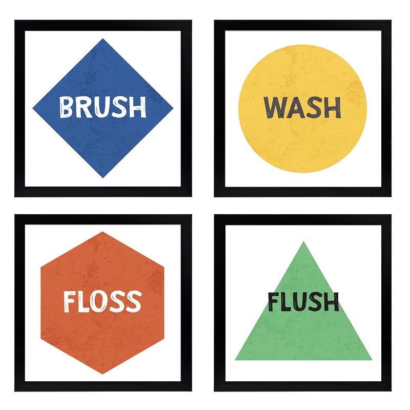 Chaka Chaundh Chaka Chaundh bathroom poster bathroom posters with frame bathroom quotes framed posters Washroom Quotes Frames Toilet Quotes Wall Hanging 23 X 23 X 4 Cm Set Of 4 MultiColor