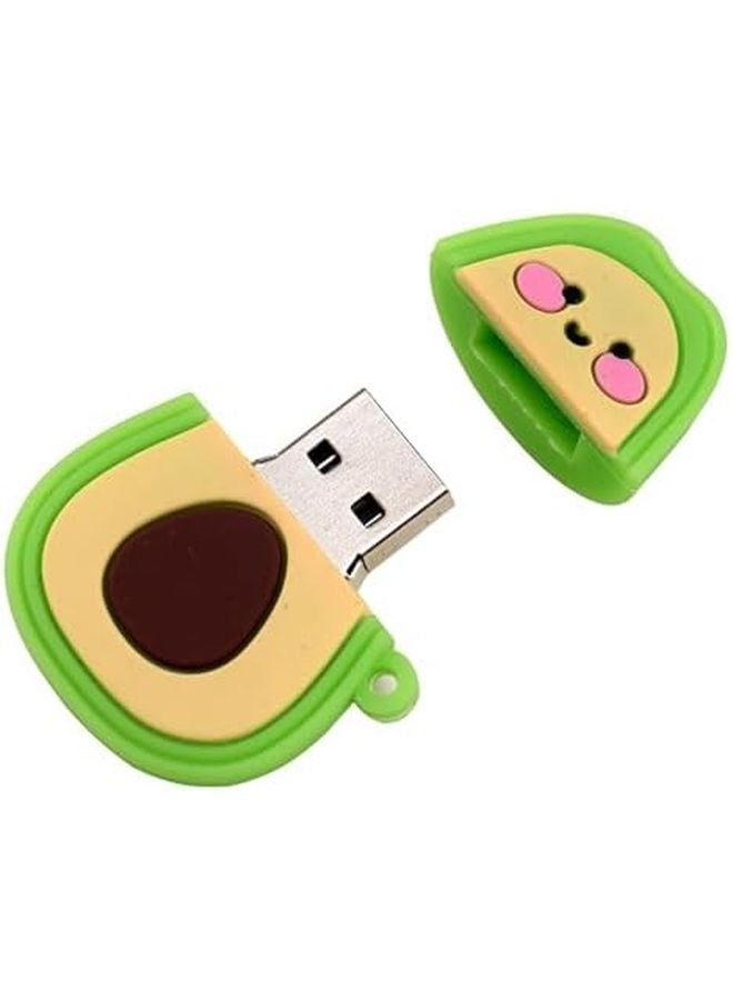 Cute Avocado Cartoon USB Flash Drive 16GB Green Memory Stick Key Chain - Image 5