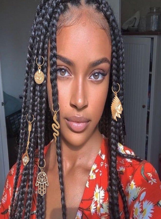 PLIGREAT 24 Pcs Dreadlock Decor Braids Hair Jewelry Set Seashell Conch Dreadlock Rings Charms DIY Locs Hair Accessories Vintage Hair Clips Pendant for Women Men Hair Braids Ponytail Hair Decor - Image 5