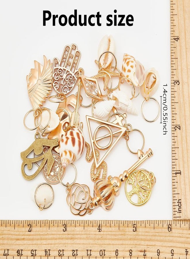 PLIGREAT 24 Pcs Dreadlock Decor Braids Hair Jewelry Set Seashell Conch Dreadlock Rings Charms DIY Locs Hair Accessories Vintage Hair Clips Pendant for Women Men Hair Braids Ponytail Hair Decor - Image 4